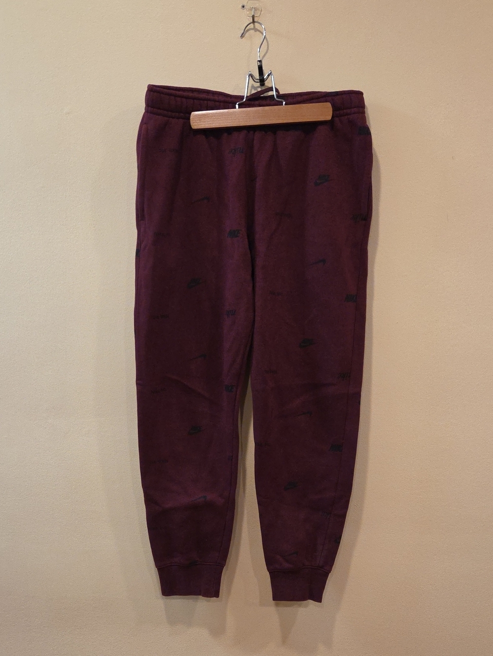 Nike Maroon Joggers with Black Swoosh Details